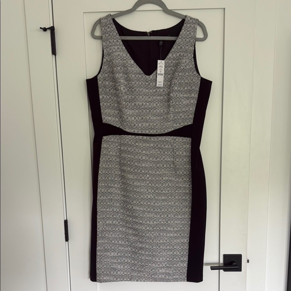 NWT White House Black Market Black and White Tweed Sheath Dress